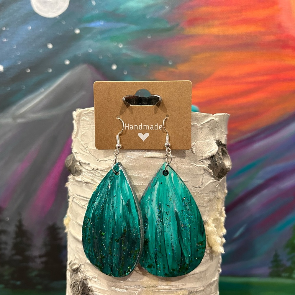 Handmade Teal Drop Earrings